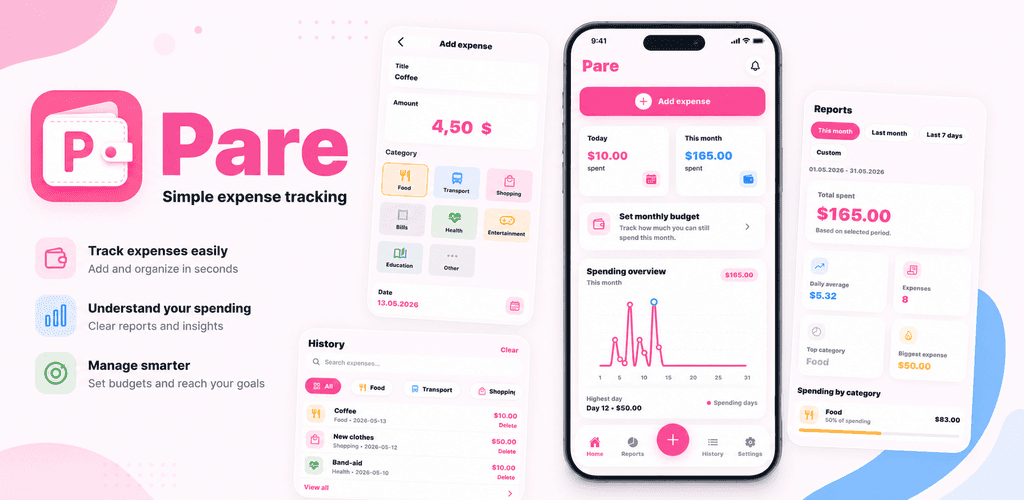 Pare app feature graphic